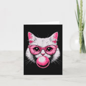 Cat Face Nk Gles Bubble Gum Cute Kitty Women Girls Karte (Vorderseite)