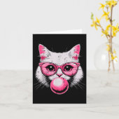 Cat Face Nk Gles Bubble Gum Cute Kitty Women Girls Karte (Gelbe Blume)
