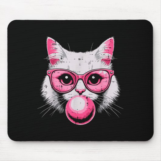 Cat Face Nk Gles Bubble Gum Cute Kitty Women Girls Mousepad (Vorne)