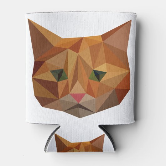 Cat Face Orange Low Poly Geometric Triangles Dosenkühler (Vorderseite)
