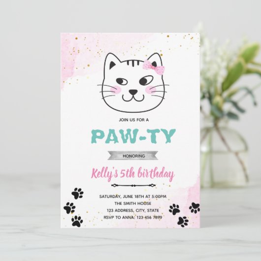 Cat-face-Party Einladung (Stehend Vorderseite)