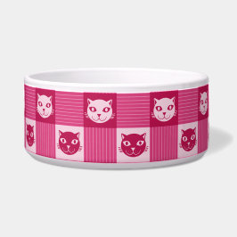 Cat Face Pink Gingham Napf