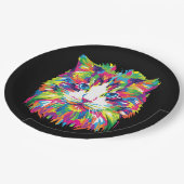 Cat Face Prisma Pop Art Pappteller (Schrägansicht)