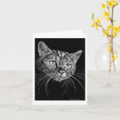 Cat Face Scratch Board Drawing card   Karte (Gelbe Blume)
