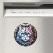 Cat Face Silvery Metallic Theme Magnet (In Situ (Geschirrspüler))