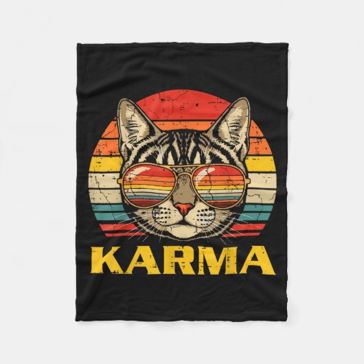 Cat Face Sungles Karma Funny Kitten Kitty Men Wome Fleecedecke (Vorderseite)