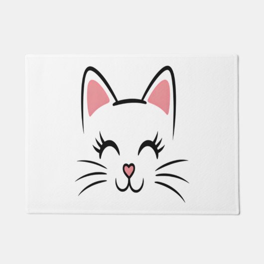 Cat Face Whiskers Print Liebe Halloween Fußmatte (Vorderseite)