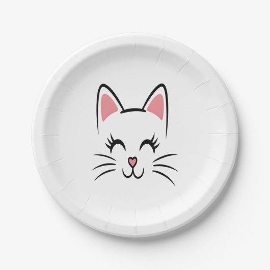 Cat Face Whiskers Print Liebe Halloween Pappteller (Vorderseite)