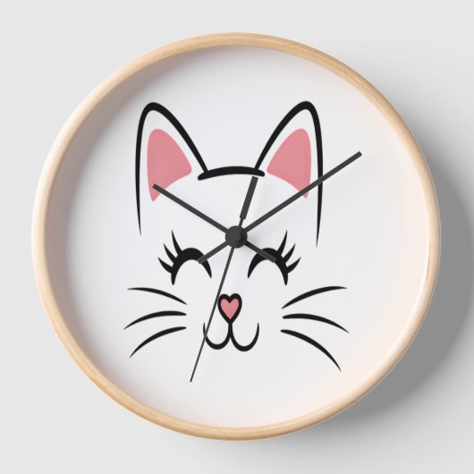 Cat Face Whiskers Print Liebe Halloween Uhr (Vorderseite)