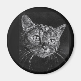 Cat Face Zeichnend Magnet