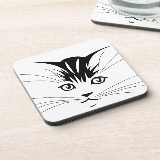 Cat Face Zeichnend Untersetzer (Linke Seite)