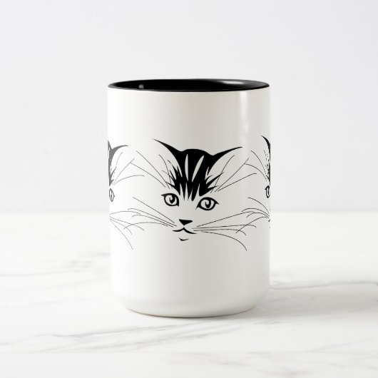 Cat Face Zeichnend Zweifarbige Tasse (Mittel)