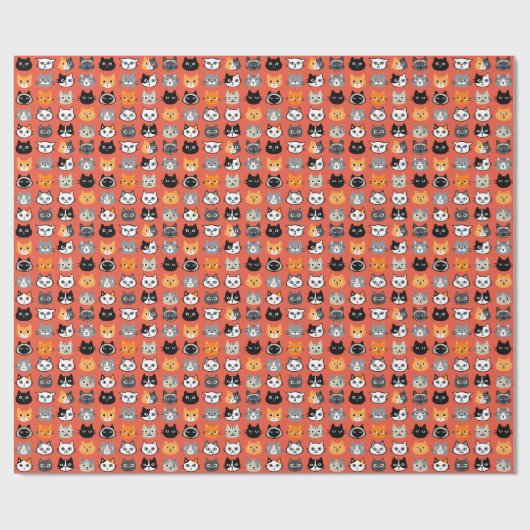 Cat Faces Muster | Cool Kitty Cat Lover's Geschenkpapier (Flach)
