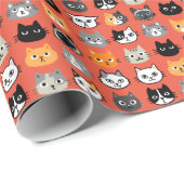 Cat Faces Muster | Cool Kitty Cat Lover's Geschenkpapier (Rolleneckpunkt)