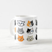 Cat Faces Muster | Cool Kitty Cat Lover's Kaffeetasse (Vorderseite Links)