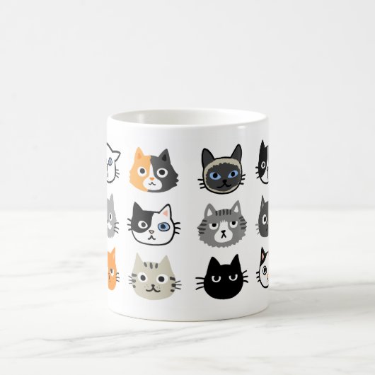 Cat Faces Muster | Cool Kitty Cat Lover's Kaffeetasse (Mittel)