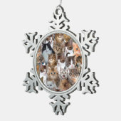 Cat Faces Muster Schneeflocken Zinn-Ornament (Rechts)