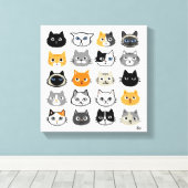 Cat Faces | Niedliche, lustige und annoyed Katzen Leinwanddruck (Insitu (Holzboden))