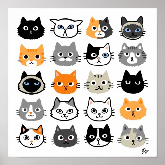 Cat Faces | Niedliche, lustige und annoyed Katzen Poster (Vorne)