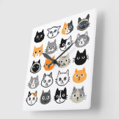 Cat Faces | Niedliche, lustige und annoyed Katzen Quadratische Wanduhr (Winkel)