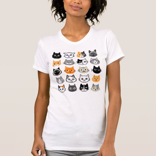 Cat Faces Pattern | Cool Kitty Cat Lover T - Shirt (Vorderseite)