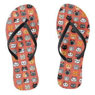 Cat Faces Pattern   Cool Kitty Cat Lover's Badesandalen