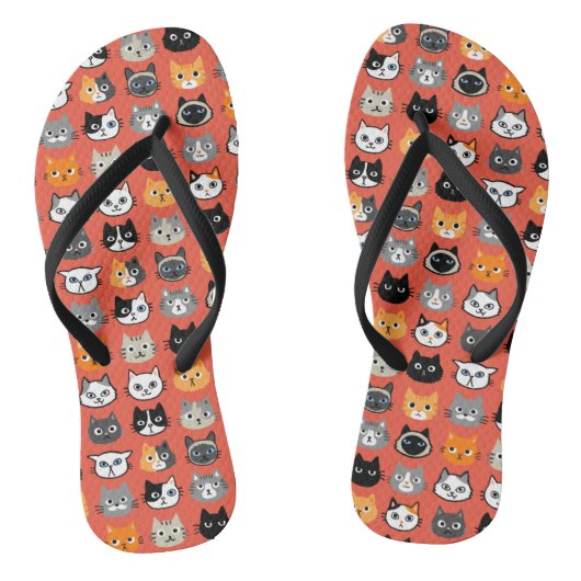 Cat Faces Pattern | Cool Kitty Cat Lover's Badesandalen (Fußbett)
