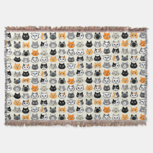 Cat Faces Pattern   Cool Kitty Cat Lover's Decke