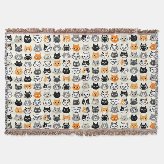 Cat Faces Pattern | Cool Kitty Cat Lover's Decke (Vorderseite)