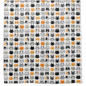 Cat Faces Pattern | Cool Kitty Cat Lover's Duschvorhang (Vorderseite)