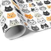Cat Faces Pattern | Cool Kitty Cat Lover's Geschenkpapier (Rolleneckpunkt)