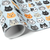Cat Faces Pattern | Cool Kitty Cat Lover's Geschenkpapier (Rolleneckpunkt)