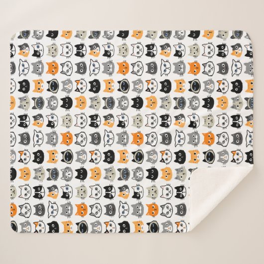Cat Faces Pattern | Cool Kitty Cat Lover's Sherpadecke (Vorderseite (Horizontal))