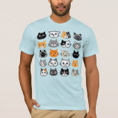 Cat Faces Pattern | Cool Kitty Cat Lover's T-Shirt (Vorderseite)