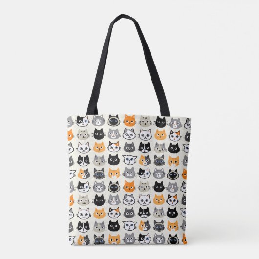 Cat Faces Pattern | Cool Kitty Cat Lover's Tasche (Rückseite)