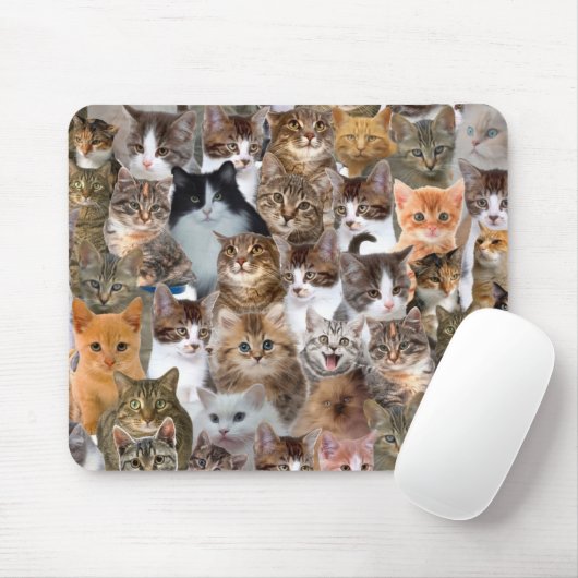 Cat Faces Pattern Mousepad (Mit Mouse)