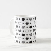 Cat Faces & Paws Tasse - Schwarzweiß (Vorderseite Links)