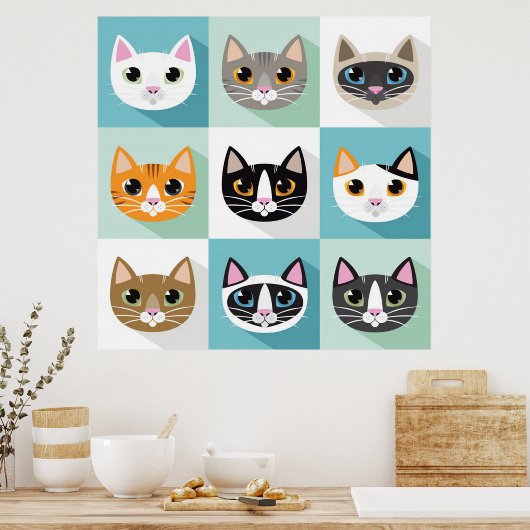 Cat Faces Poster (Küche)