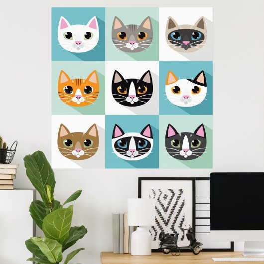 Cat Faces Poster (Heimbüro)