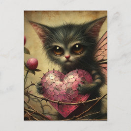 Cat Fairy Pink Heart Brambles Postkarte