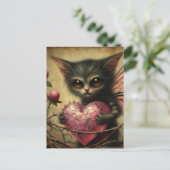 Cat Fairy Pink Heart Brambles Postkarte (Stehend Vorderseite)
