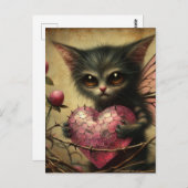 Cat Fairy Pink Heart Brambles Postkarte (Vorne/Hinten)