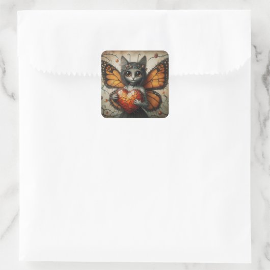 Cat Fairy Quadratischer Aufkleber (Tasche)
