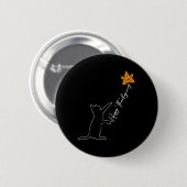 Cat Fall Leaf Ballon Erntedank Day Niedlich Kitten Button (Vorne & Hinten)