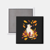 Cat Fall Leaf Tree Hallo Herbst Erntedank Magnet (Vorderseite/Rückseite)