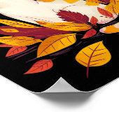 Cat Fall Leaf Tree Hallo Herbst Erntedank Poster (Ecke)