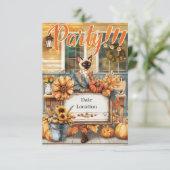 Cat Fall party for Siamese Cat lovers Autumn Party Einladung (Stehend Vorderseite)