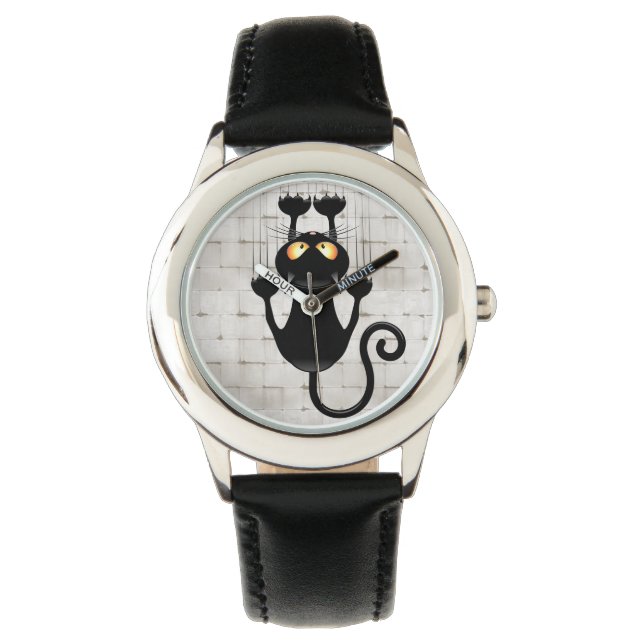 Cat Falldown lustige Zeichentrickfigur Armbanduhr (Vorderseite)