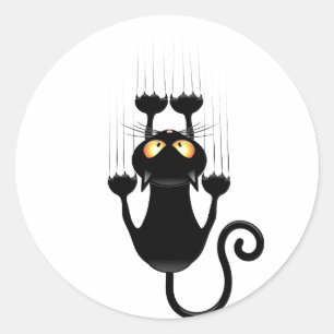 Cat Falldown lustige Zeichentrickfigur Runder Aufkleber