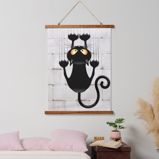 Cat Falldown lustige Zeichentrickfigur Wandteppich Mit Holzrahmen (Schlafzimmer)